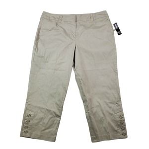 CC - New Direction Womens Cropped Pants 14 Tan Beige Khaki Stretch Casual NWT